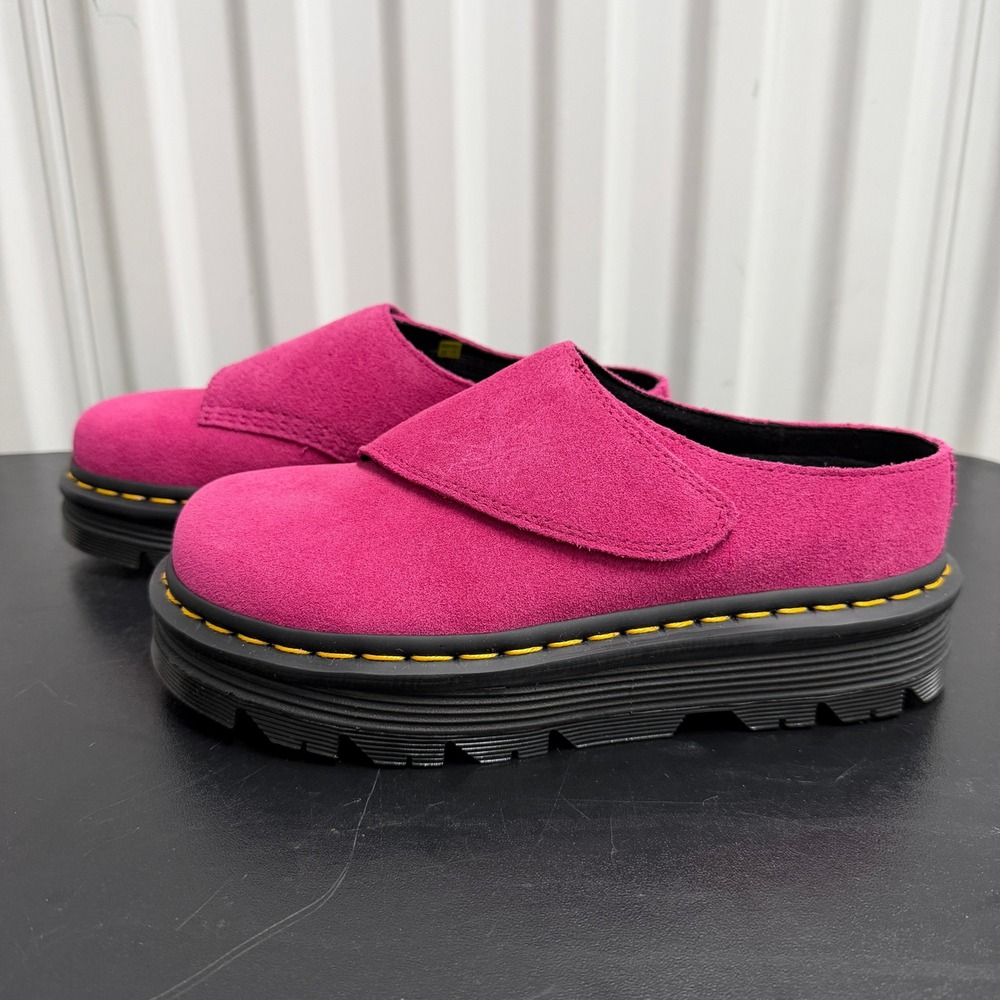 Dr. Martens Zebzag Magenta Suede Platform Mule Clogs
